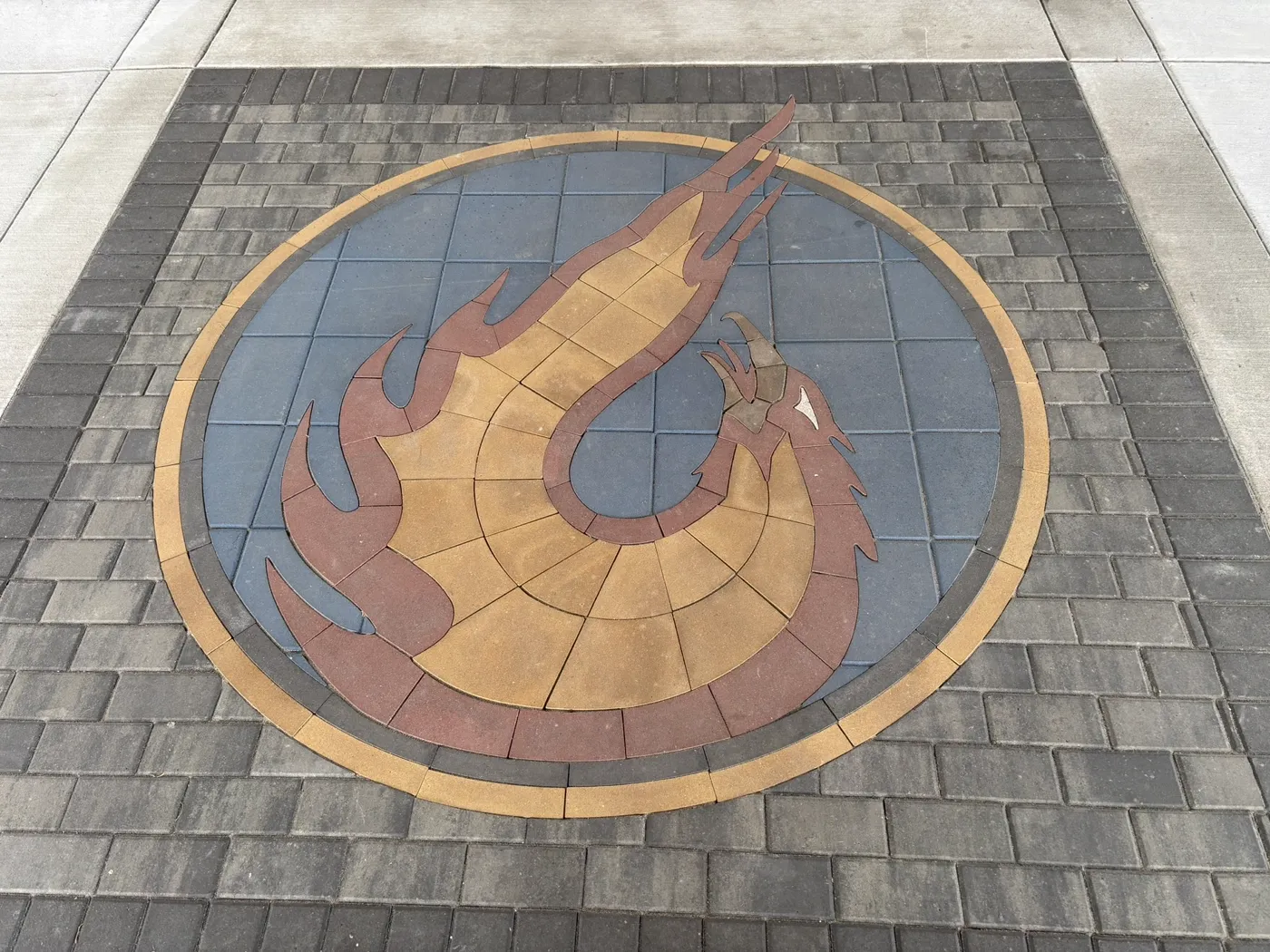 Custom logo paver installation in progress at Prairie Band Casino entrance, Mayetta Kansas