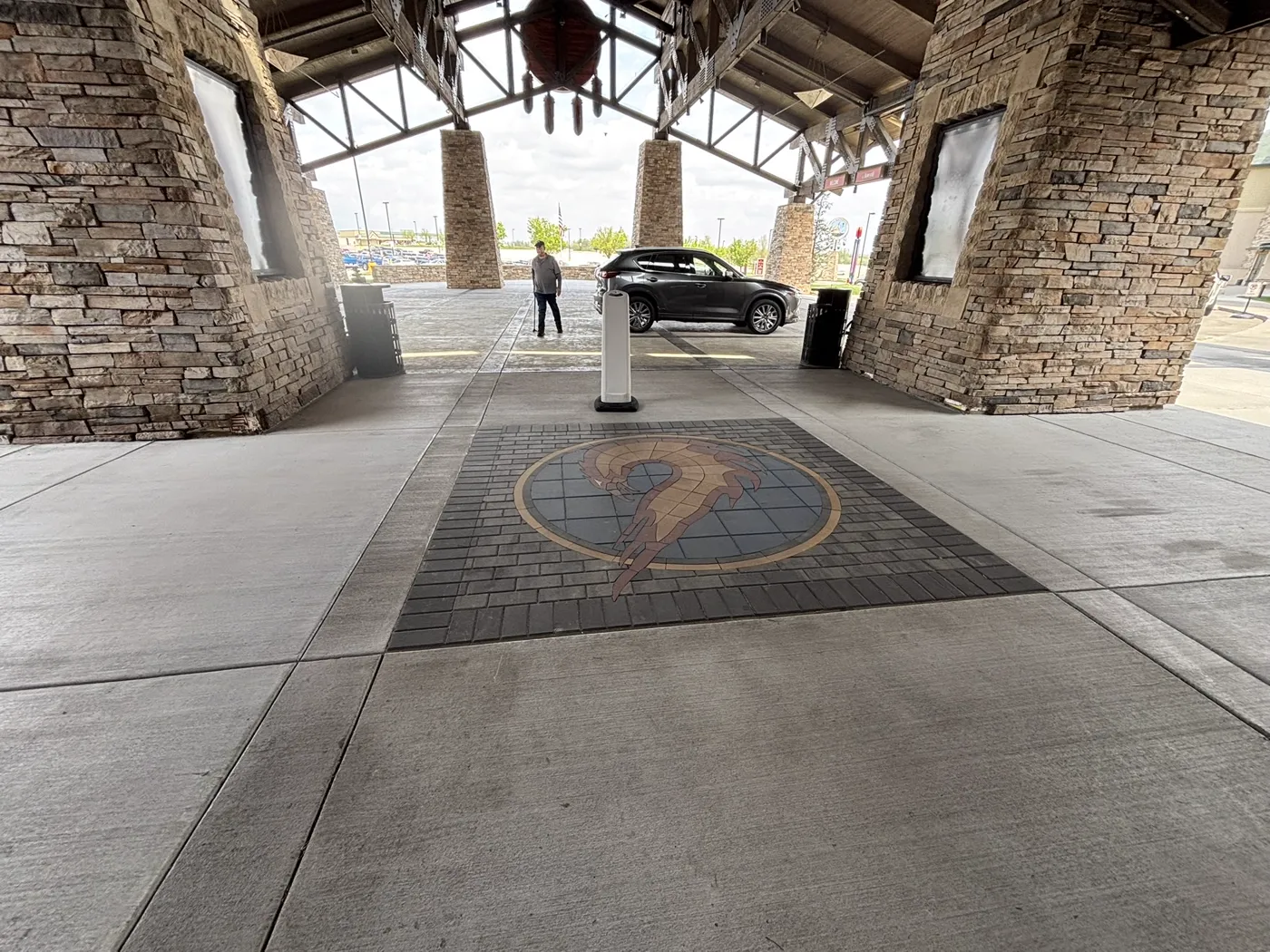 Platinum Paving crew working on custom paver installation at Prairie Band Casino