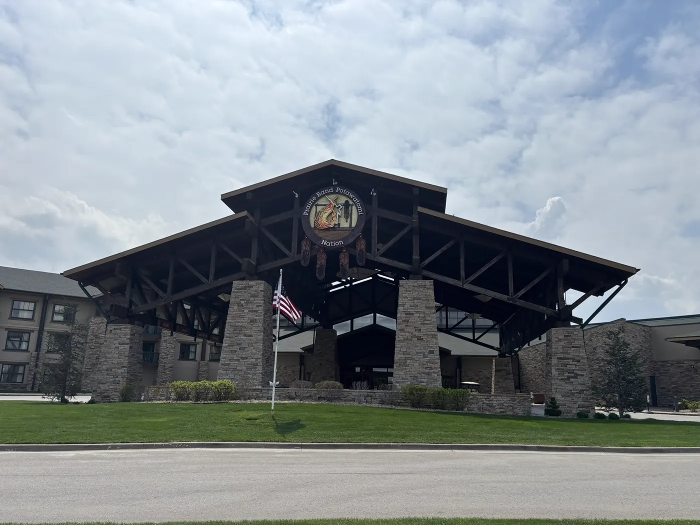 Completed custom paver installation at Prairie Band Casino entrance, Mayetta Kansas